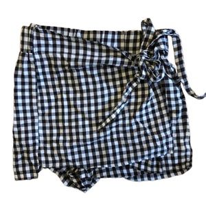 PacSun LA Hearts Black White Gingham Shorts Tie Skort M Preppy Plaid